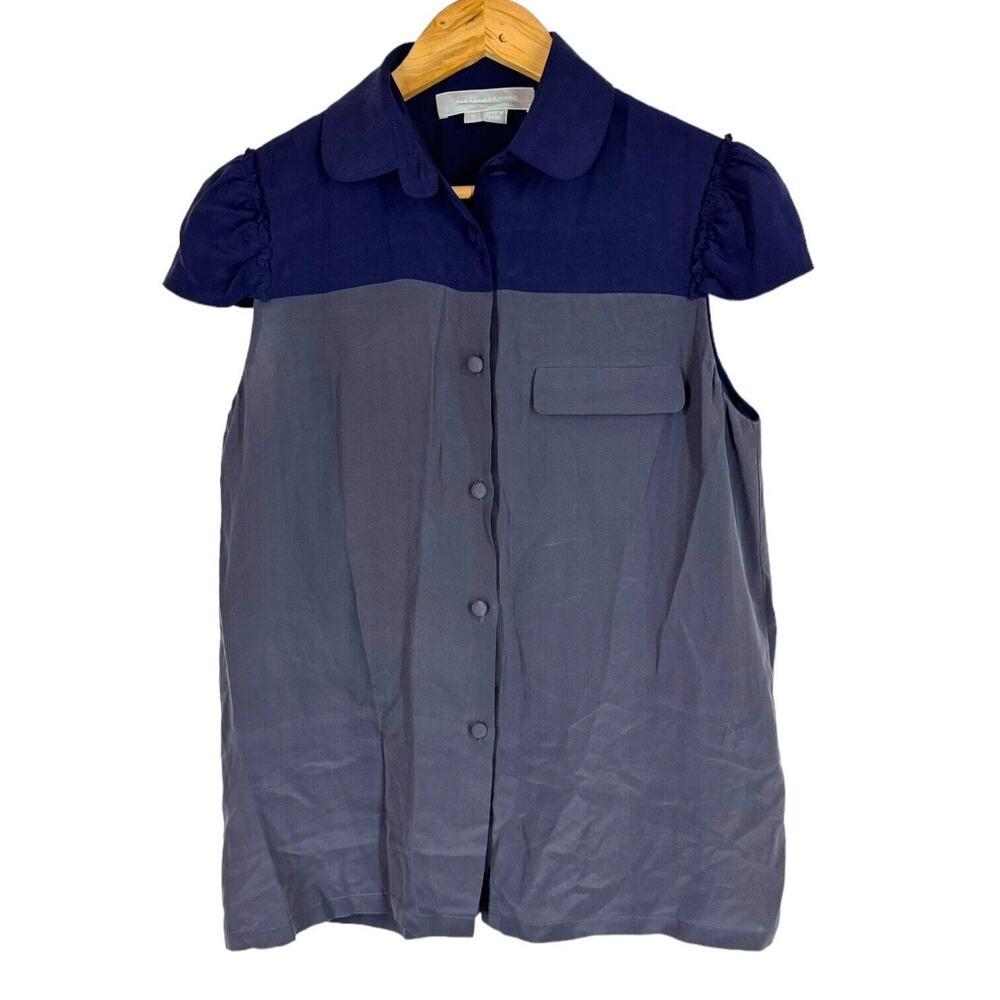 Alexander Wang Navy Gray Color Block Button Up Sh… - image 1